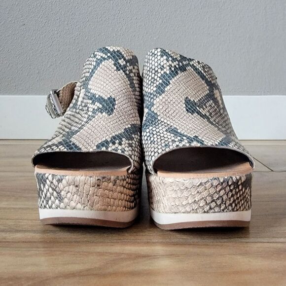 DV Dolce Vita Shan Platform Slingback Peep Toe Leather Sneaker Mule in Snake - Picture 5 of 10